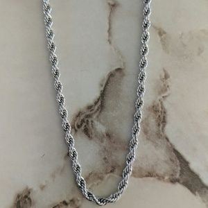 Silver Rope Chain Necklace Unisex